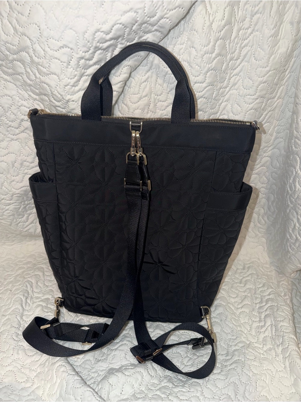 Kate Spade Flower Quilted Convertible Tote-Backpack with Gold Hardware - Picture 4 of 9